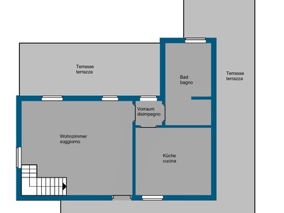 Well-maintained 3-room apartment with two terraces