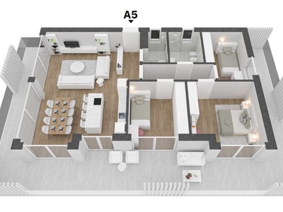 Large 4-room apartment with terrace