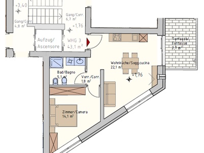 2-Zimmer Wohnung im Zentrum von Auer